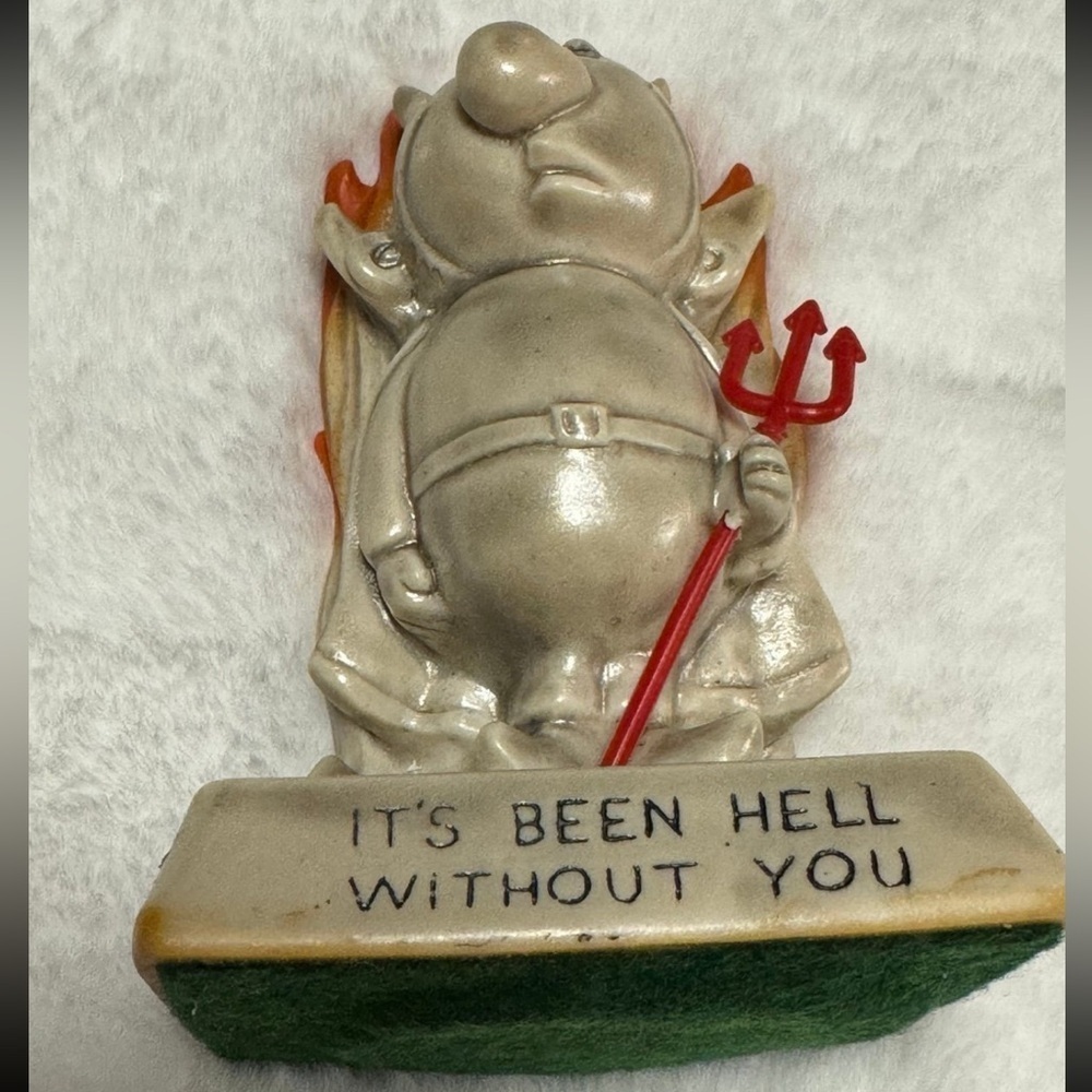 70s Vintage It's Been Hell Without You Small Statue Figurine Figure 5" Tall - Picture 3 of 10